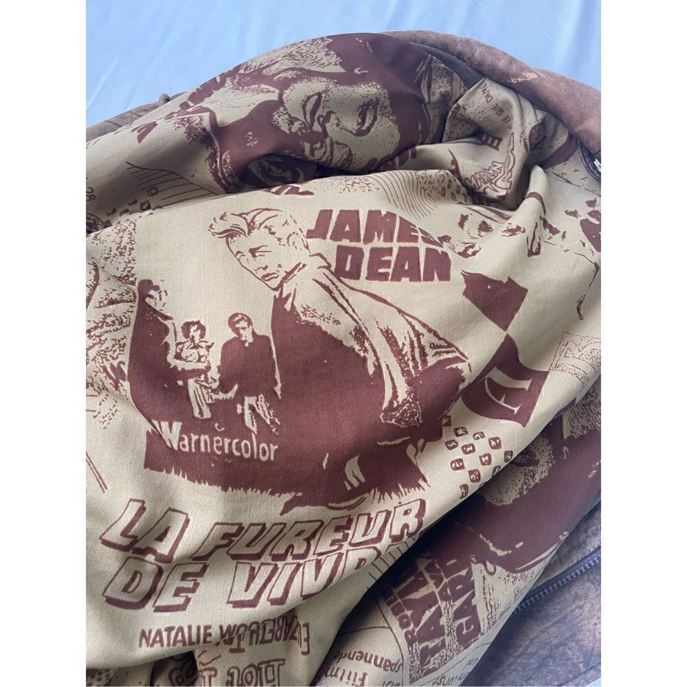 Rare Vintage Leather Jacket Old Hollywood Actors 1950’s German Titles Brown L - Picture 16 of 16
